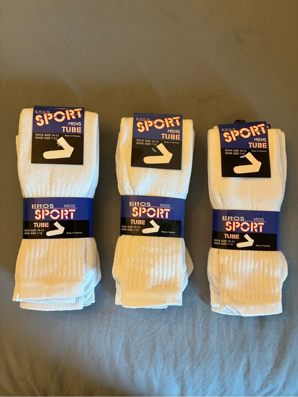 9 Pair Eros tube socks sz 10-13